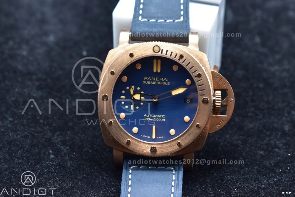 W 1:1 Blue Best on PAM1074 Calfskin VSF Blue Edition Bronzo Strap P.900 Clone Dial 0212